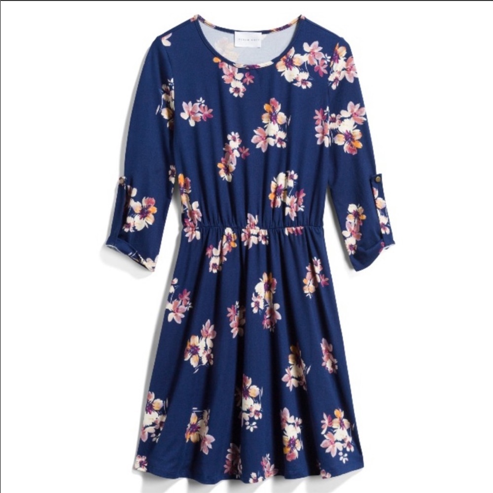 French Grey Stitch Fix Navy Floral Dress